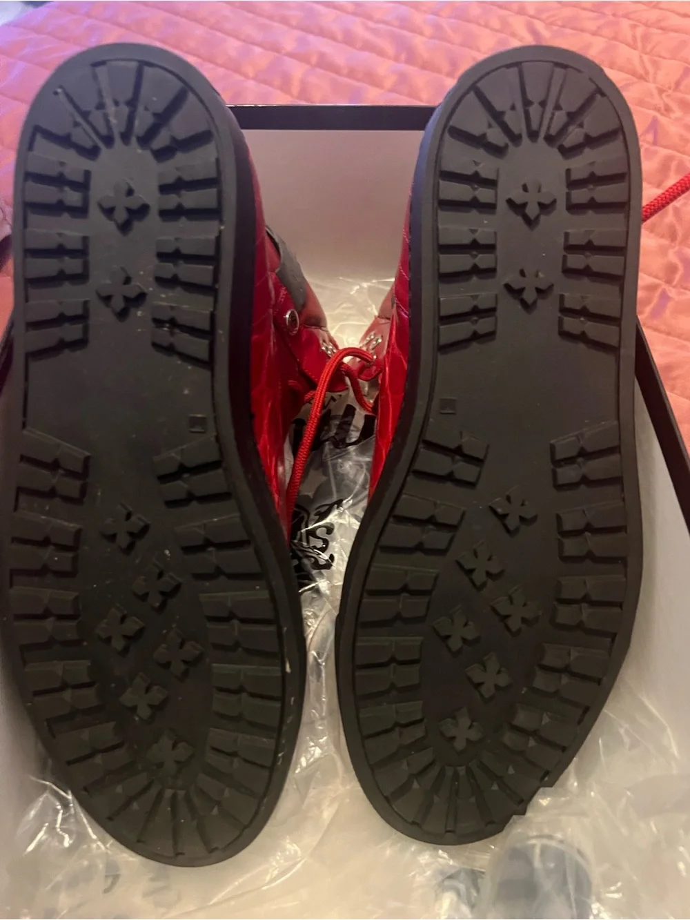 Mauri Red Croc-Embossed Leather High-Tops with Medallion - New